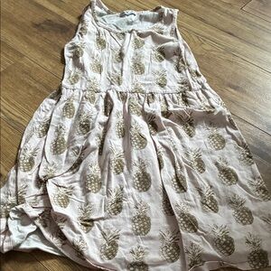Dex Kids Pineapple Print Dress in Light Pink and Gold